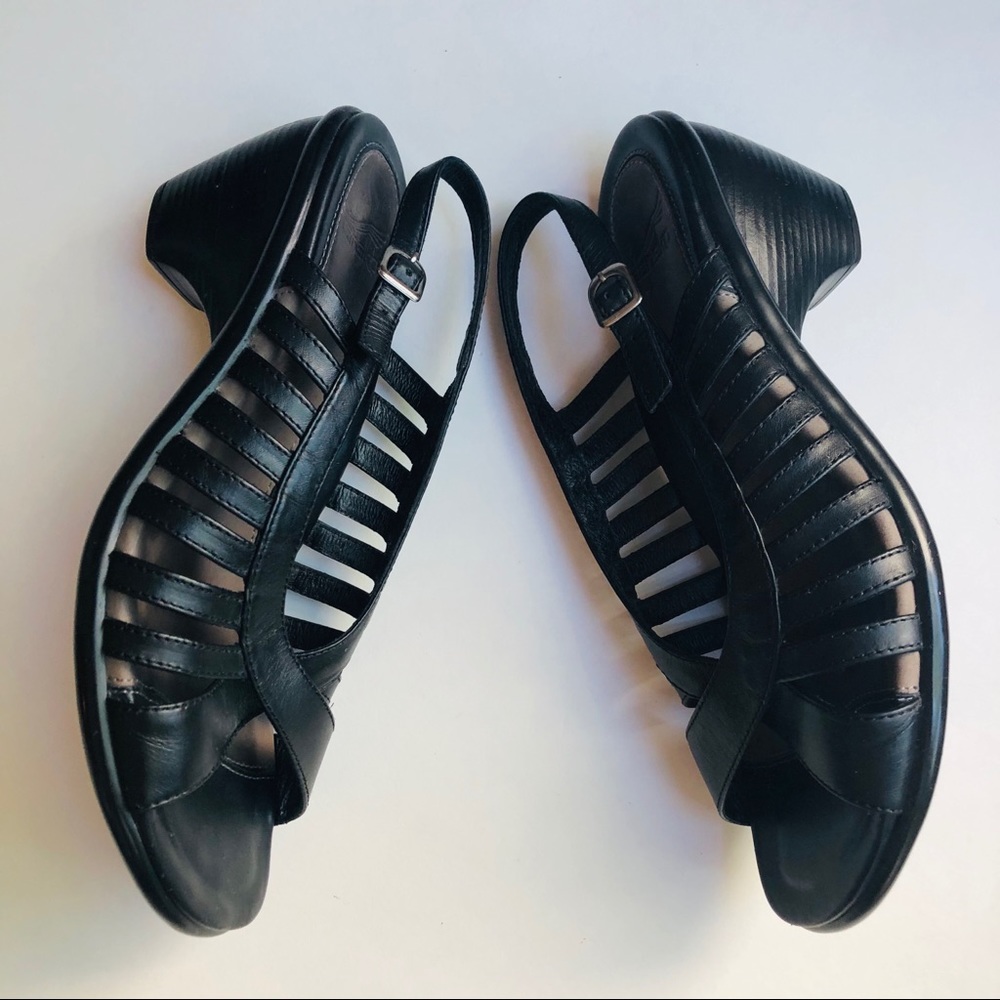 (4 for $30 🌸) Dansko Black Leather Strap Wedges